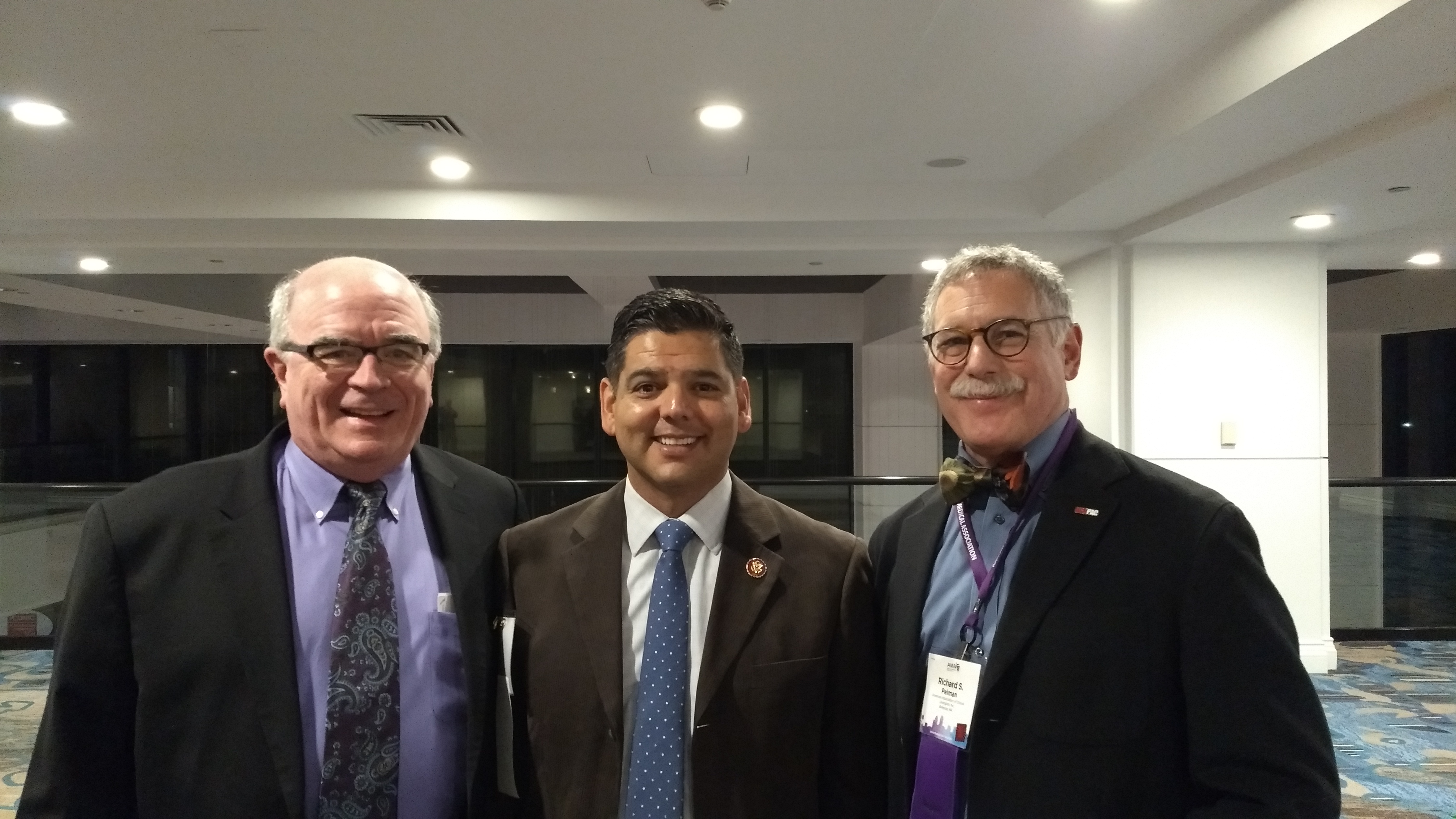Rep. Raul Ruiz (CA-36) with Richard Pelman, MD and Martin Dineen, MD.jpg